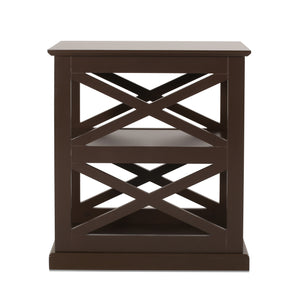 Vernon Contemporary 2 Shelf Side Table, Dark Walnut Noble House