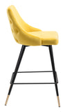 Zuo Modern Piccolo 100% Polyester, Plywood, Steel Modern Commercial Grade Counter Stool Yellow, Black, Gold 100% Polyester, Plywood, Steel