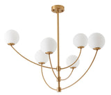 Bethel Brass Chandelier in Steel & Glass