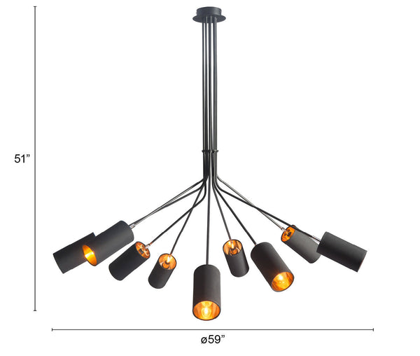 Zuo Modern Ambition Steel, Polyester Modern Commercial Grade Ceiling Lamp Black Steel, Polyester