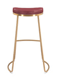 Zuo Modern Bree 100% Polyurethane, Plywood, Stainless Steel Modern Commercial Grade Barstool Set - Set of 2 Burgundy, Gold 100% Polyurethane, Plywood, Stainless Steel