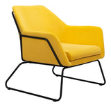 Zuo Modern Jose 100% Polyester, Plywood, Steel Modern Commercial Grade Accent Chair Yellow, Black 100% Polyester, Plywood, Steel