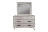 Alpine Furniture Flynn Mid Century Modern 7 Drawer Dresser, Gray 966G-03 Gray Mahogany Solids & Okoume Veneer 56 x 19 x 36.5