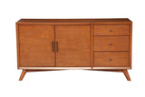 Alpine Furniture Flynn Sideboard, Acorn 966-64 Acorn Mahogany Solids & Okoume Veneer 58 x 19 x 30