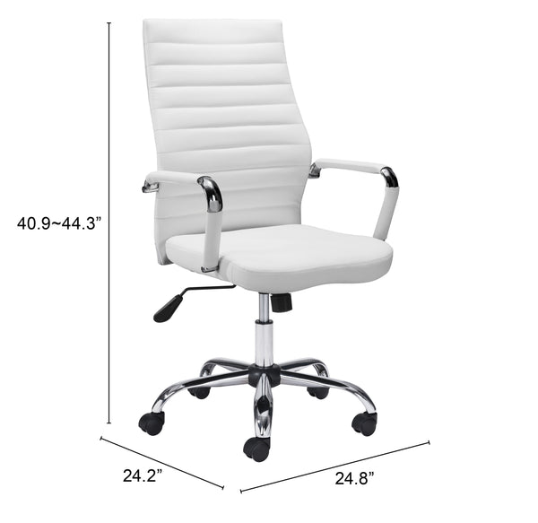 Zuo Modern Primero 100% Polyurethane, Plywood, Steel Modern Commercial Grade Office Chair White, Silver 100% Polyurethane, Plywood, Steel