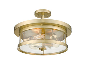 Bethel Gold Semi Flush Mount in Metal & Glass