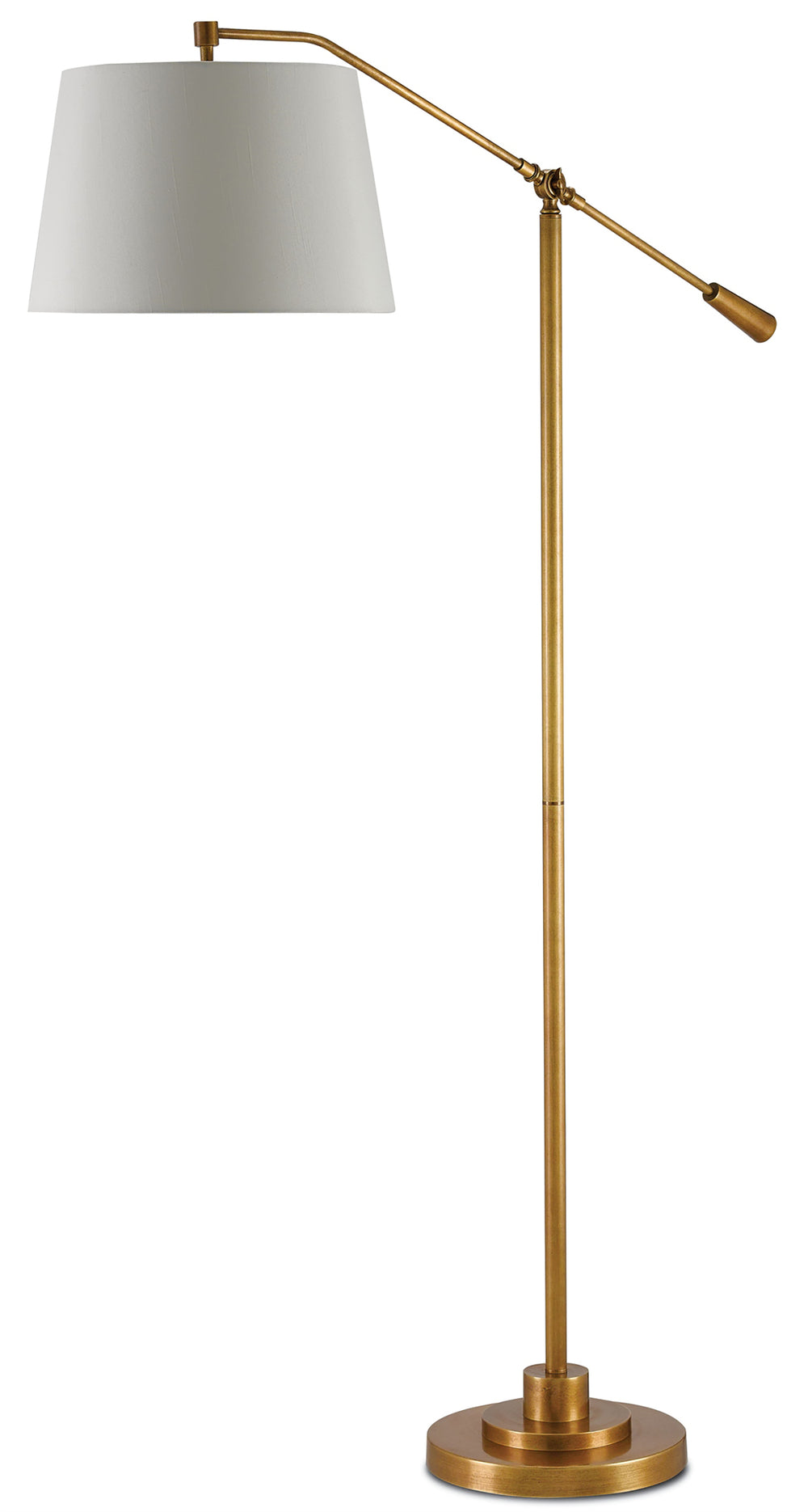 Maxstoke Adjustable Floor Lamp - Antique Brass Finish with Beige Shantung Shade for Timeless Charm