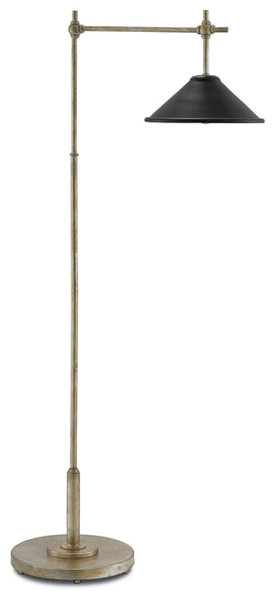 Dao Floor Lamp - Sleek Asian-Inspired Design in Silver Granello with Satin Black Shade for Modern Spaces
