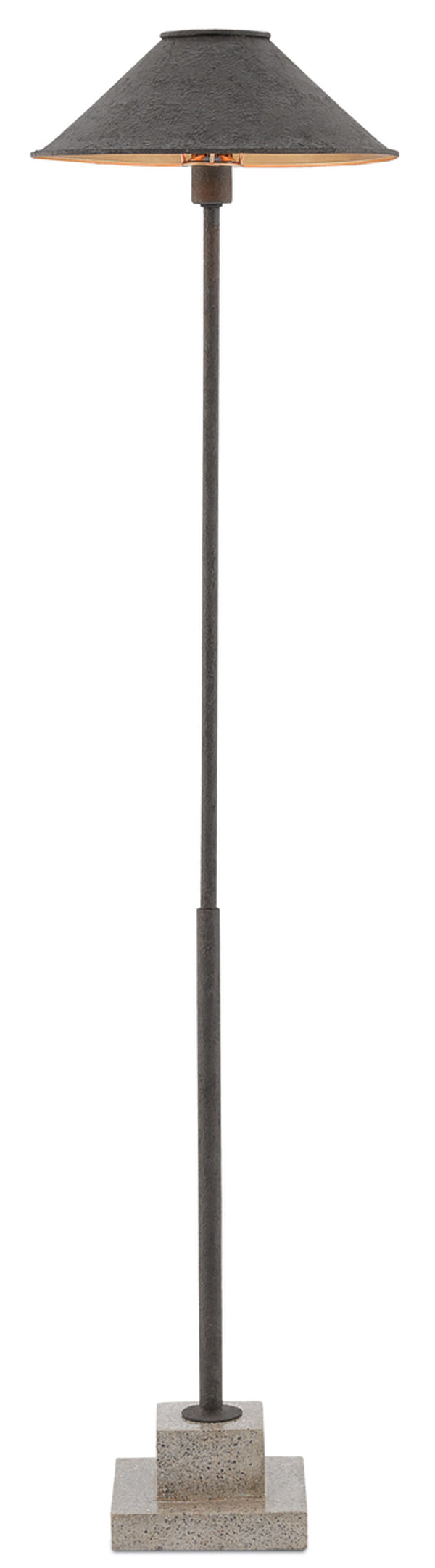 Fudo Floor Lamp - Elegant Wrought Iron Design with Gold Leaf Shade & Polished Concrete Base
