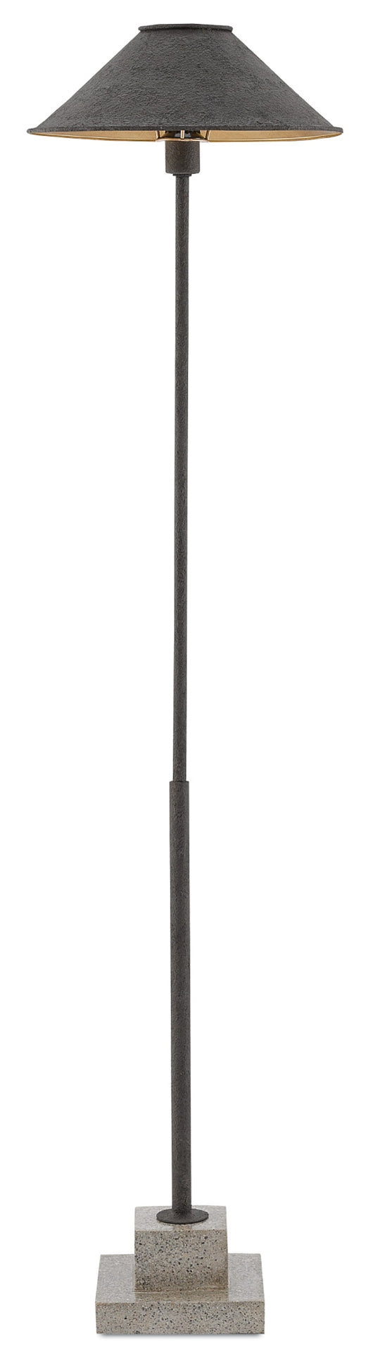 Fudo Floor Lamp - Elegant Wrought Iron Design with Gold Leaf Shade & Polished Concrete Base