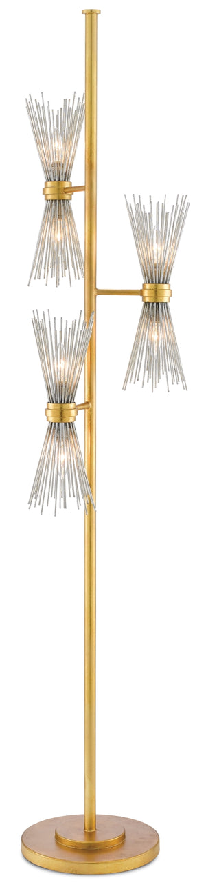 Novatude Floor Lamp - Antique Gold & Silver Leaf Design, Elegant Wrought Iron, Modern Home Lighting