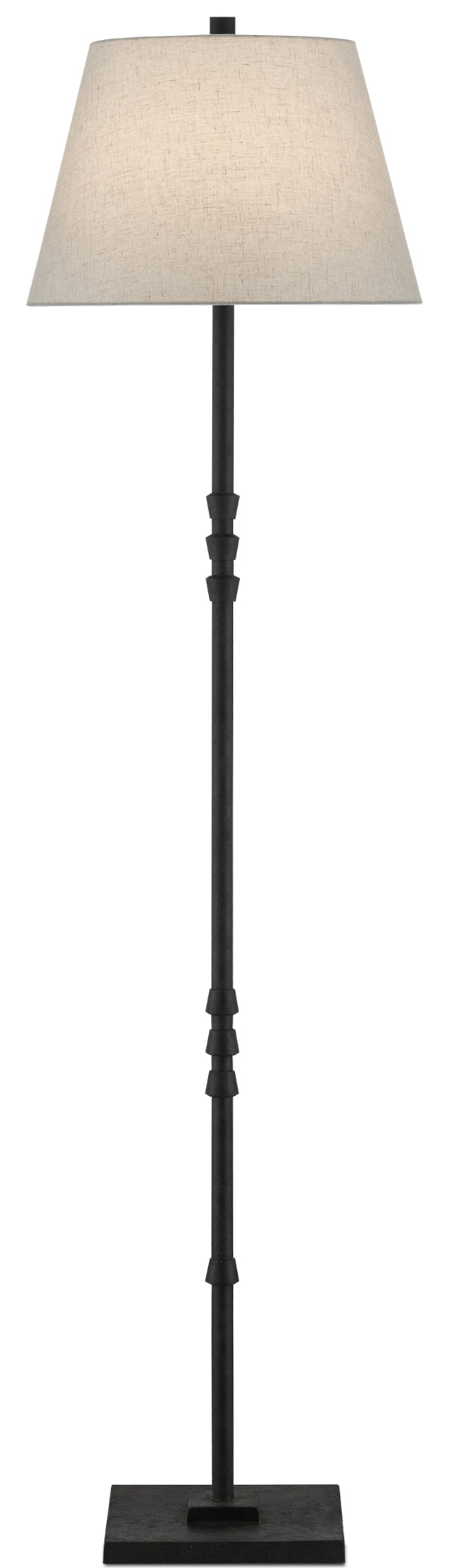 Lohn Floor Lamp - Elegant Molé Black Cast Iron Design with Beige Poplin Shade for Stylish Lighting