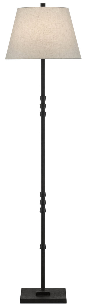 Lohn Floor Lamp - Elegant Molé Black Cast Iron Design with Beige Poplin Shade for Stylish Lighting