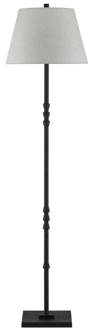 Lohn Floor Lamp - Elegant Molé Black Cast Iron Design with Beige Poplin Shade for Stylish Lighting
