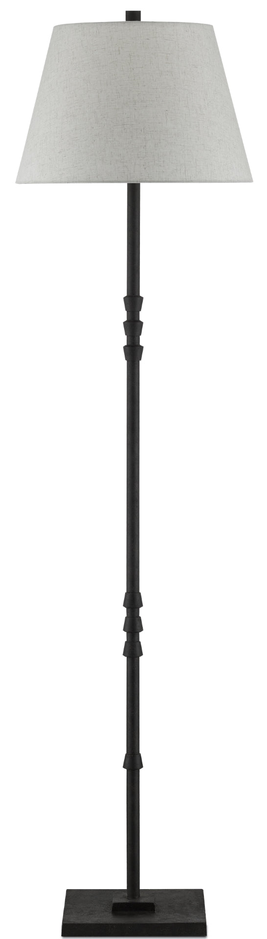 Lohn Floor Lamp - Elegant Molé Black Cast Iron Design with Beige Poplin Shade for Stylish Lighting