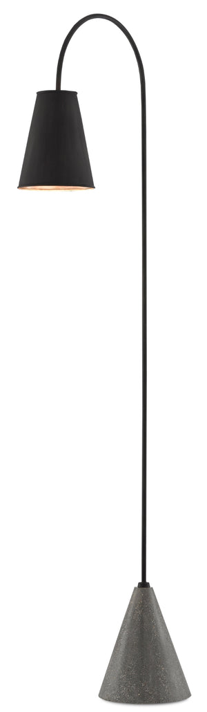 Lotz Floor Lamp - Elegant Wrought Iron Design with Silver Leaf Shade and Polished Concrete Base