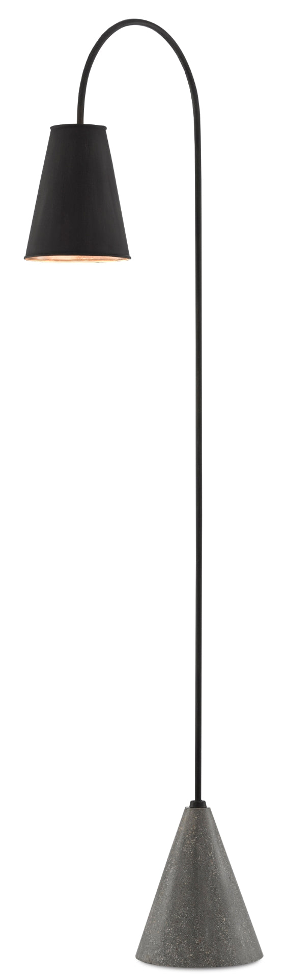 Lotz Floor Lamp - Elegant Wrought Iron Design with Silver Leaf Shade and Polished Concrete Base