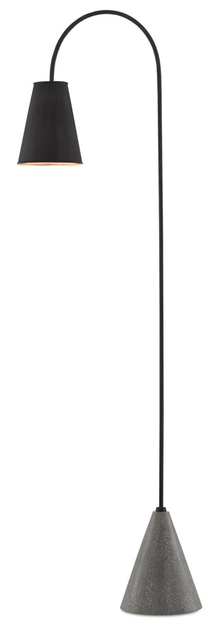 Lotz Floor Lamp - Elegant Wrought Iron Design with Silver Leaf Shade and Polished Concrete Base