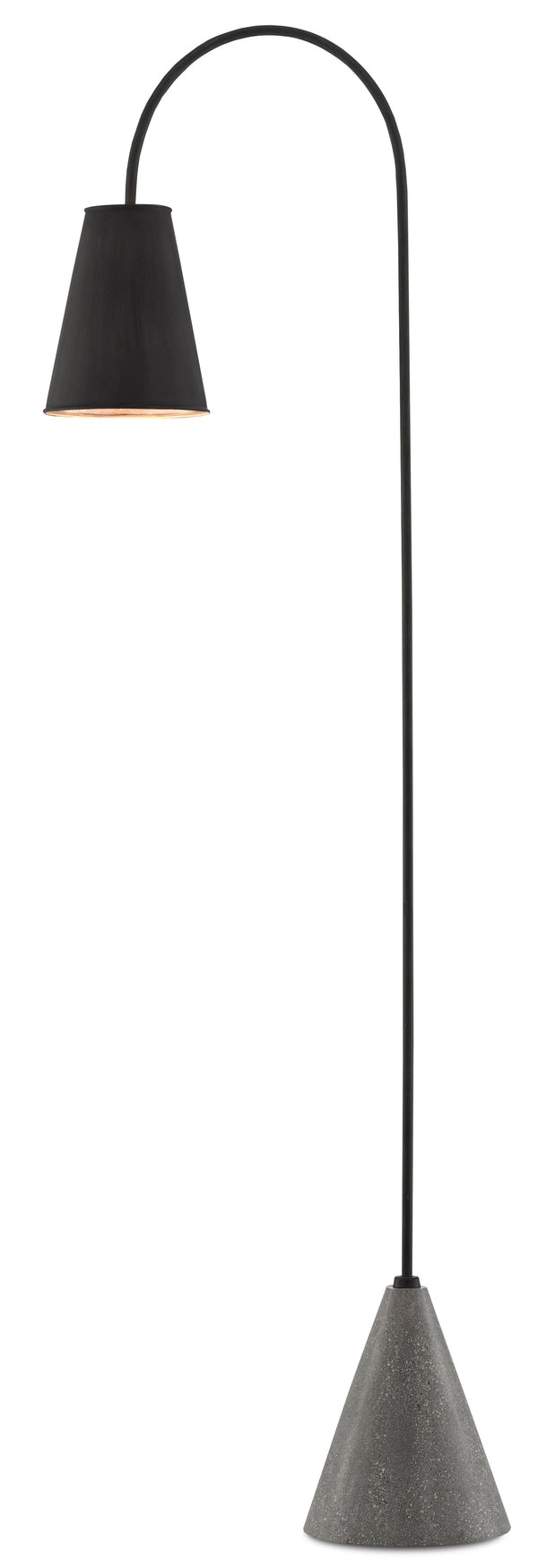 Lotz Floor Lamp - Elegant Wrought Iron Design with Silver Leaf Shade and Polished Concrete Base