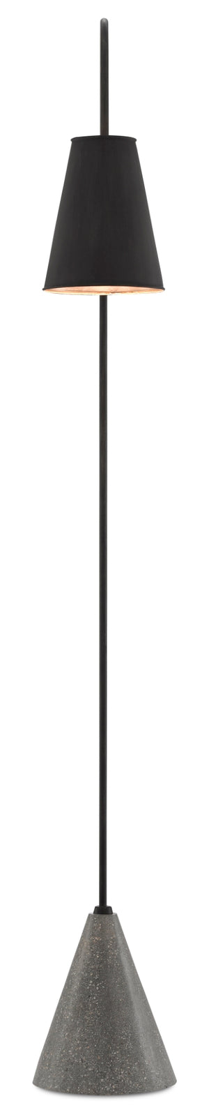 Lotz Floor Lamp - Elegant Wrought Iron Design with Silver Leaf Shade and Polished Concrete Base