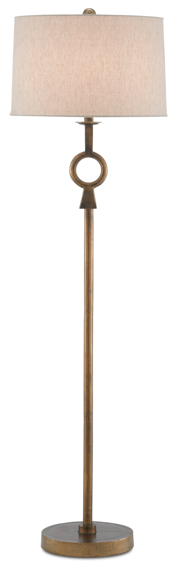 Germaine Antique Brass Floor Lamp with Natural Flax Shade – Elegant Design for Modern Spaces