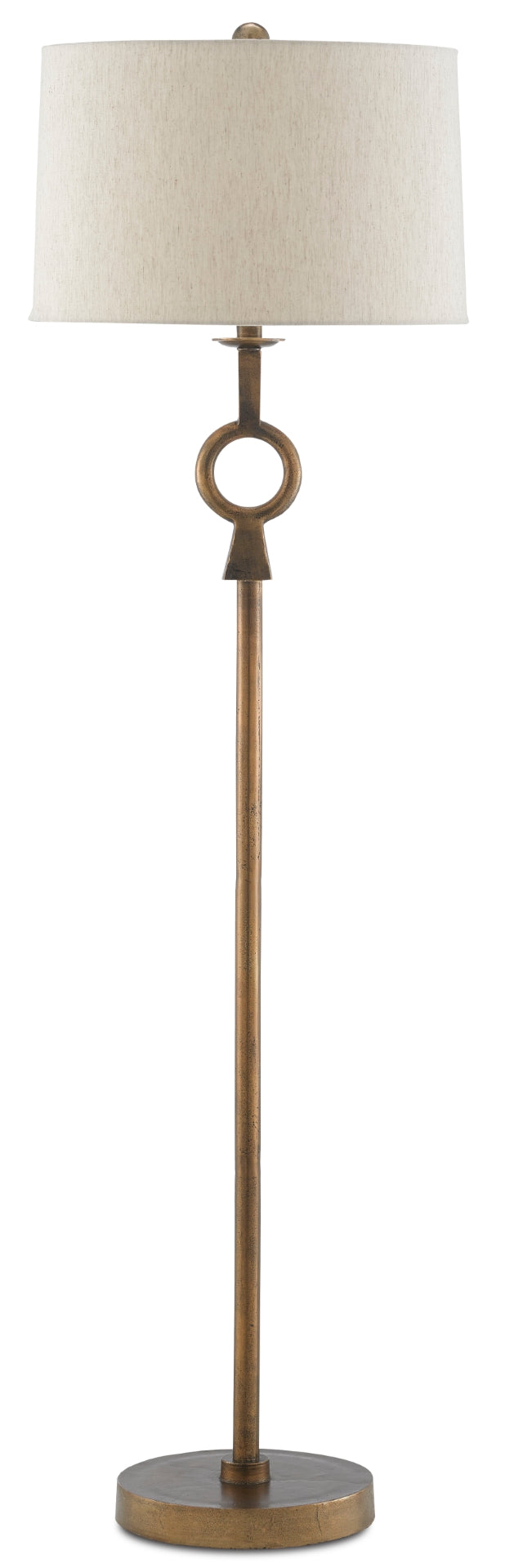Germaine Antique Brass Floor Lamp with Natural Flax Shade – Elegant Design for Modern Spaces