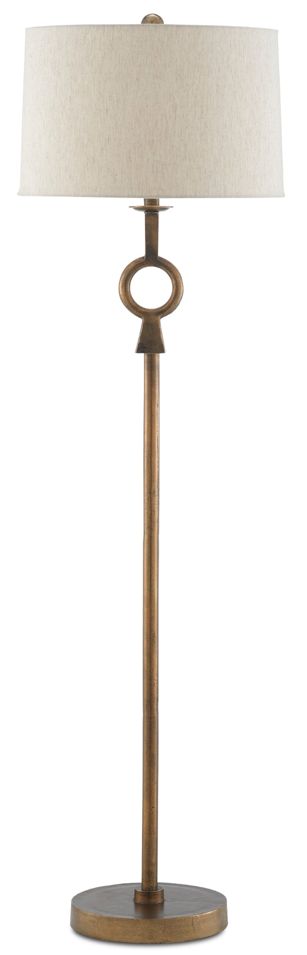 Germaine Antique Brass Floor Lamp with Natural Flax Shade – Elegant Design for Modern Spaces