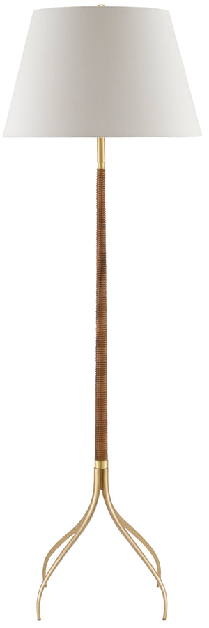 Circus Floor Lamp – Elegant Brass & Wood Design with Off-White Linen Shade for Stylish Interiors