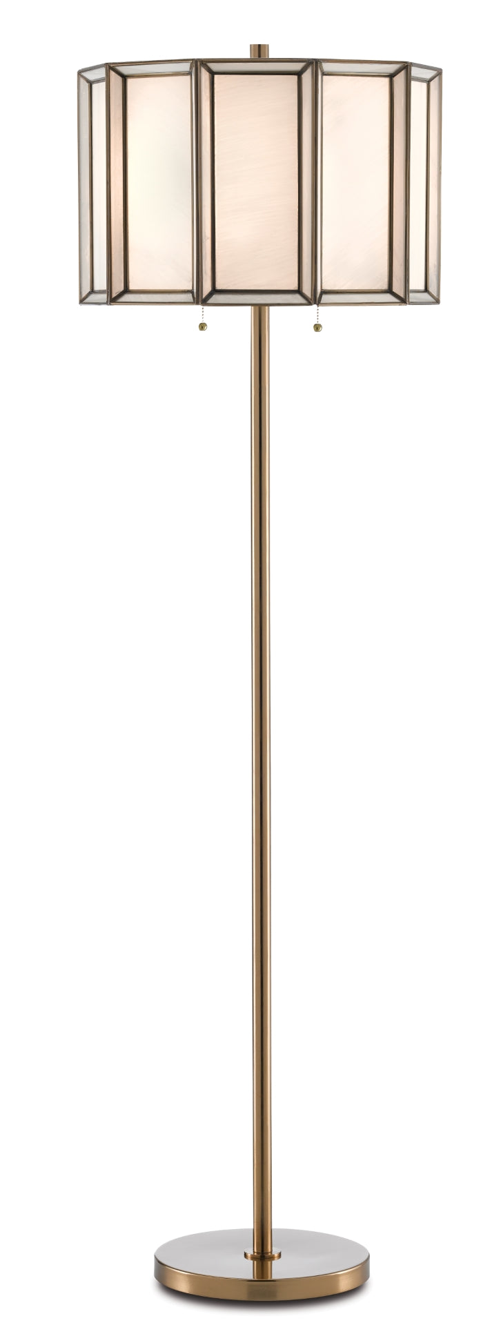 Daze Floor Lamp - Antique Brass & White Milk Glass Design for Elegant Ambient Lighting, 63" Tall
