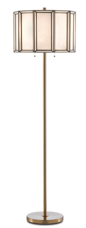 Daze Floor Lamp - Antique Brass & White Milk Glass Design for Elegant Ambient Lighting, 63" Tall