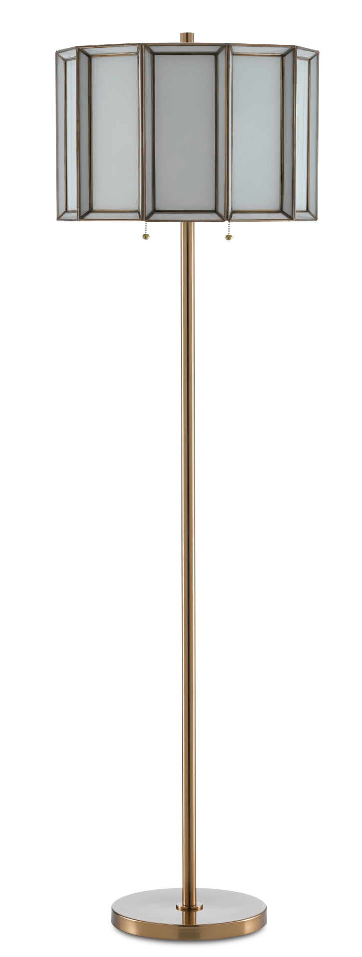 Daze Floor Lamp - Antique Brass & White Milk Glass Design for Elegant Ambient Lighting, 63" Tall