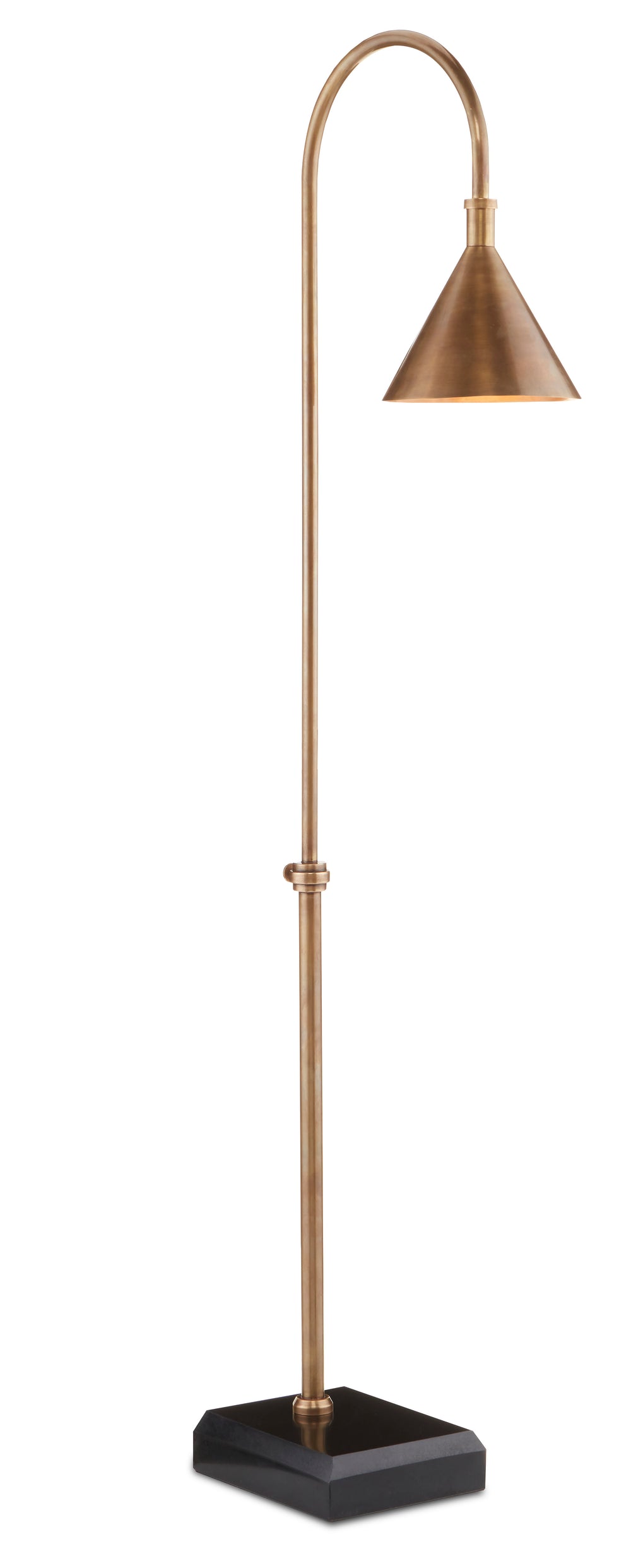 Vision Floor Lamp - Vintage Brass Gooseneck Design with Adjustable Stem and Elegant Black Granite Base