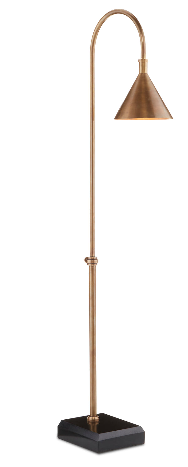 Vision Floor Lamp - Vintage Brass Gooseneck Design with Adjustable Stem and Elegant Black Granite Base