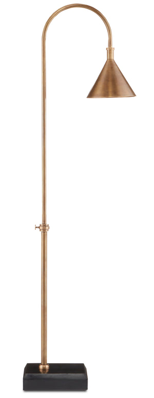 Vision Floor Lamp - Vintage Brass Gooseneck Design with Adjustable Stem and Elegant Black Granite Base