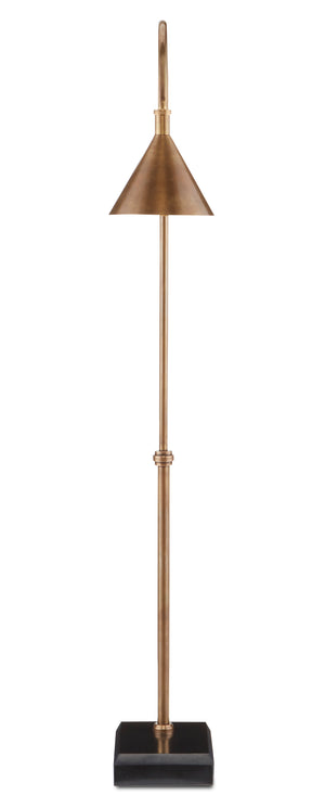 Vision Floor Lamp - Vintage Brass Gooseneck Design with Adjustable Stem and Elegant Black Granite Base