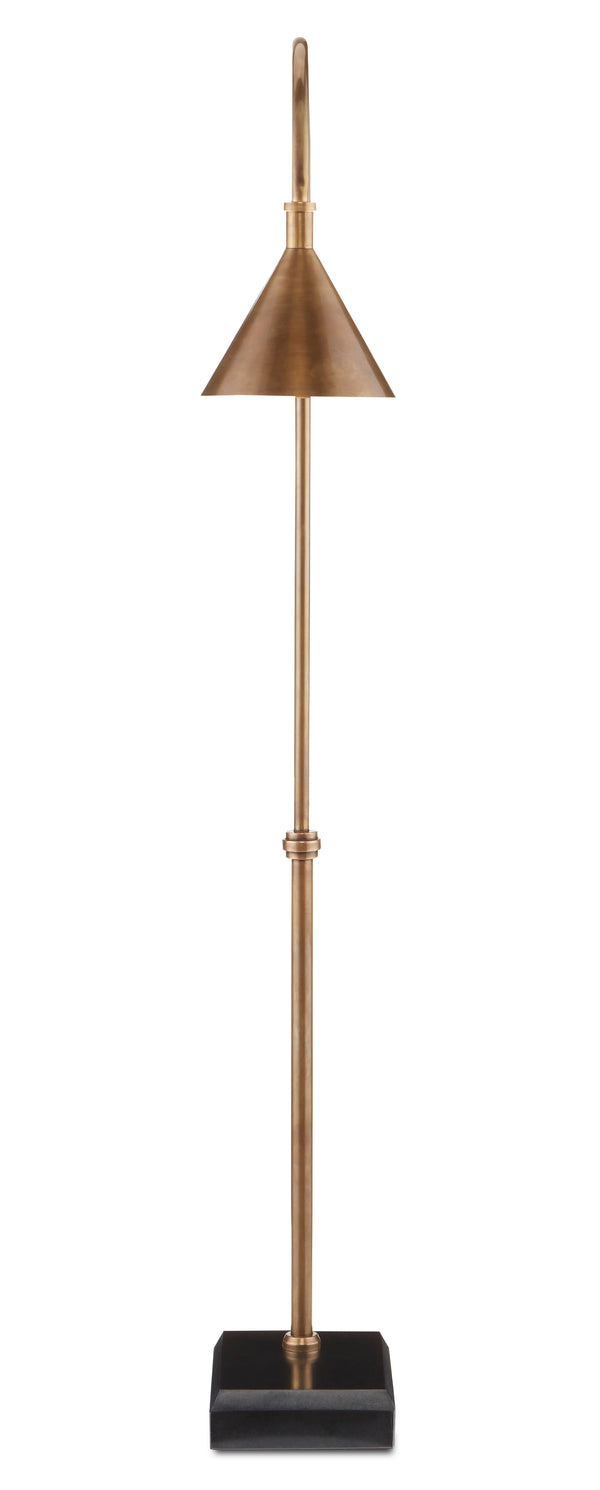 Vision Floor Lamp - Vintage Brass Gooseneck Design with Adjustable Stem and Elegant Black Granite Base