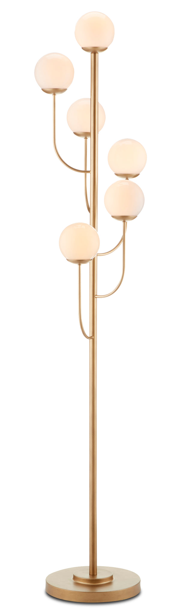 Farnsworth Floor Lamp - Chic Mid-Century Modern Design with 6 White Glass Globes and Bronze Finish