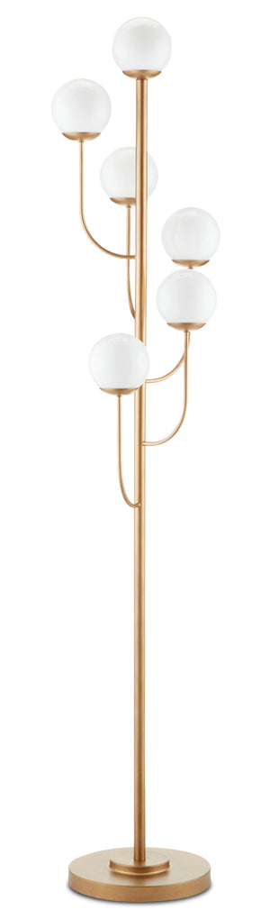 Farnsworth Floor Lamp - Chic Mid-Century Modern Design with 6 White Glass Globes and Bronze Finish