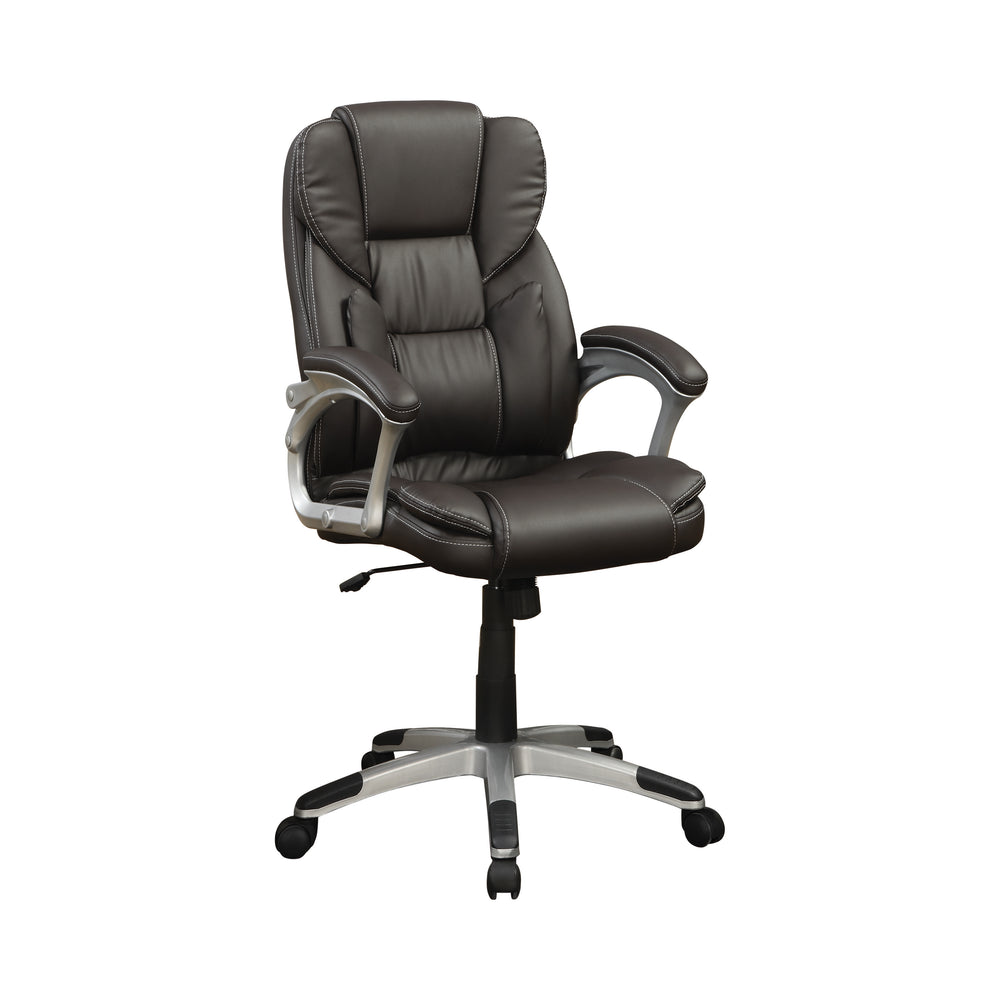 Contemporary Adjustable Height Office Chair - Stylish Comfort with Plush Padding & Silver Accents