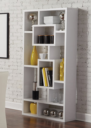 Contemporary Geometric Cube Bookcase - 10 Versatile Shelves for Displaying Keepsakes & Decor!