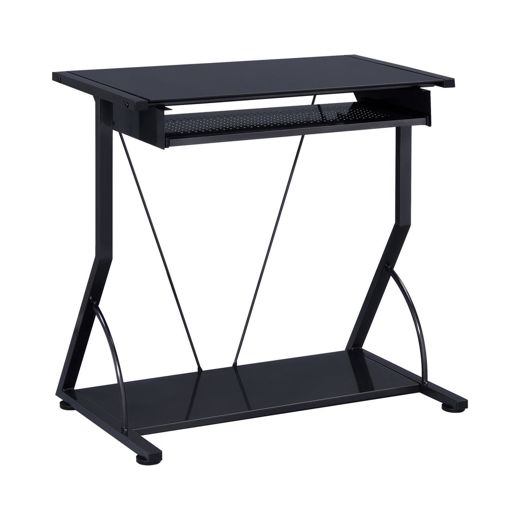 Contemporary Computer Desk with Keyboard Tray Black