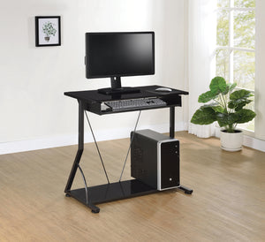 Contemporary Computer Desk with Keyboard Tray Black