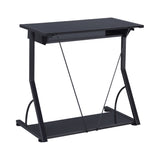 Contemporary Computer Desk with Keyboard Tray Black