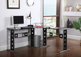 Keizer Modern 3-piece L-shape Office Desk Set Black and Silver