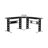 Keizer Modern 3-piece L-shape Office Desk Set Black and Silver