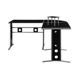 Keizer Modern 3-piece L-shape Office Desk Set Black and Silver