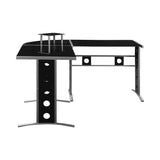 Keizer Modern 3-piece L-shape Office Desk Set Black and Silver