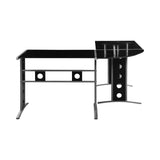 Keizer Modern 3-piece L-shape Office Desk Set Black and Silver