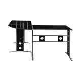 Keizer Modern 3-piece L-shape Office Desk Set Black and Silver