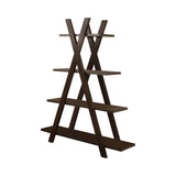 Contemporary 4-tier Crisscross Bookcase Cappuccino